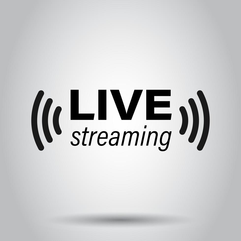 Live video icon in flat style. Streaming tv vector illustration on isolated background. Broadcast business concept.