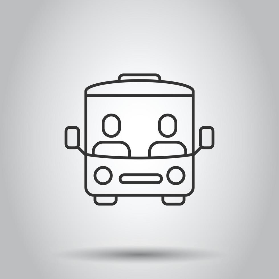 Bus icon in flat style. Coach vector illustration on white isolated background. Autobus vehicle business concept.