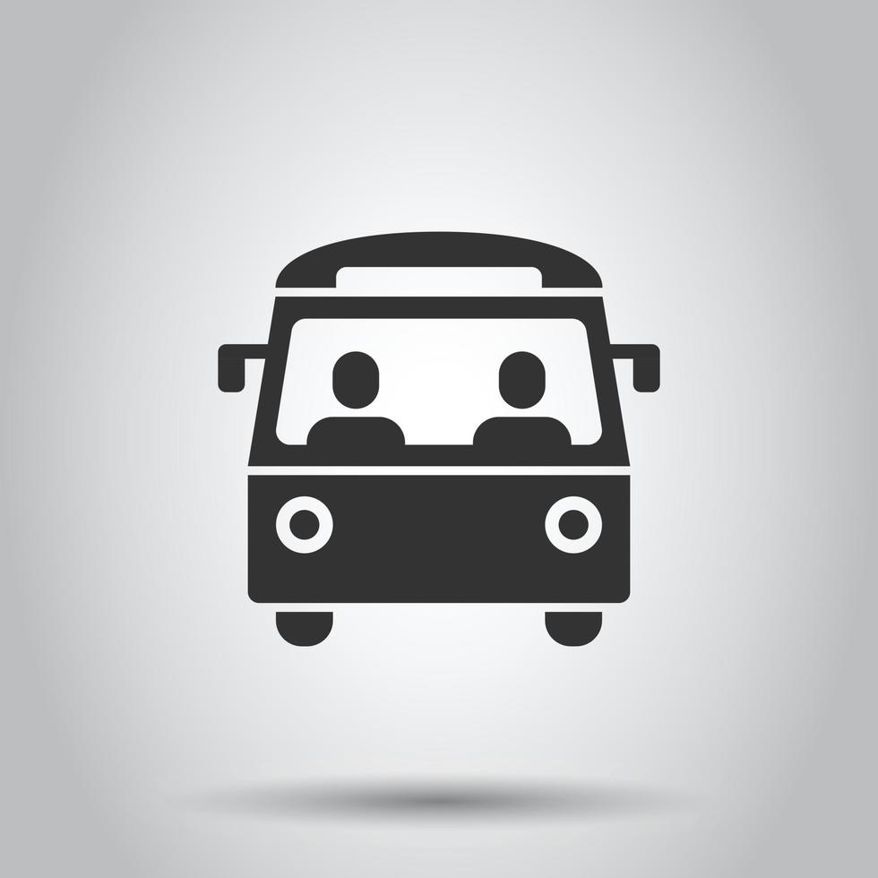 Bus icon in flat style. Coach vector illustration on white isolated background. Autobus vehicle business concept.