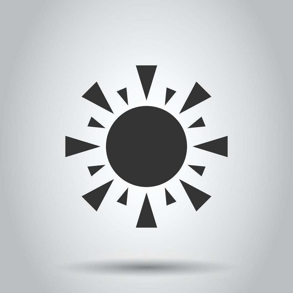Sun icon in flat style. Sunlight sign vector illustration on white isolated background. Daylight business concept.