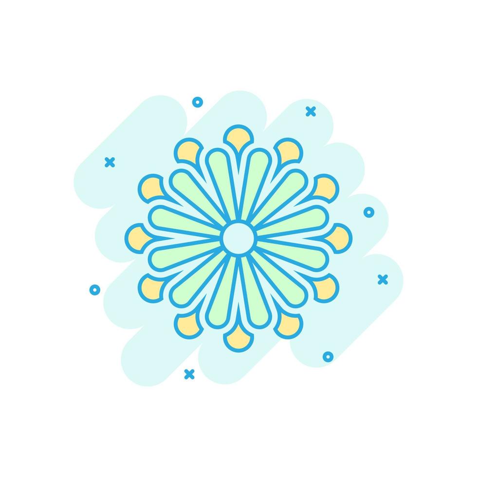 Flower leaf icon in comic style. Magnolia, dahlia vector cartoon illustration on white isolated background. Plant blossom business concept splash effect.