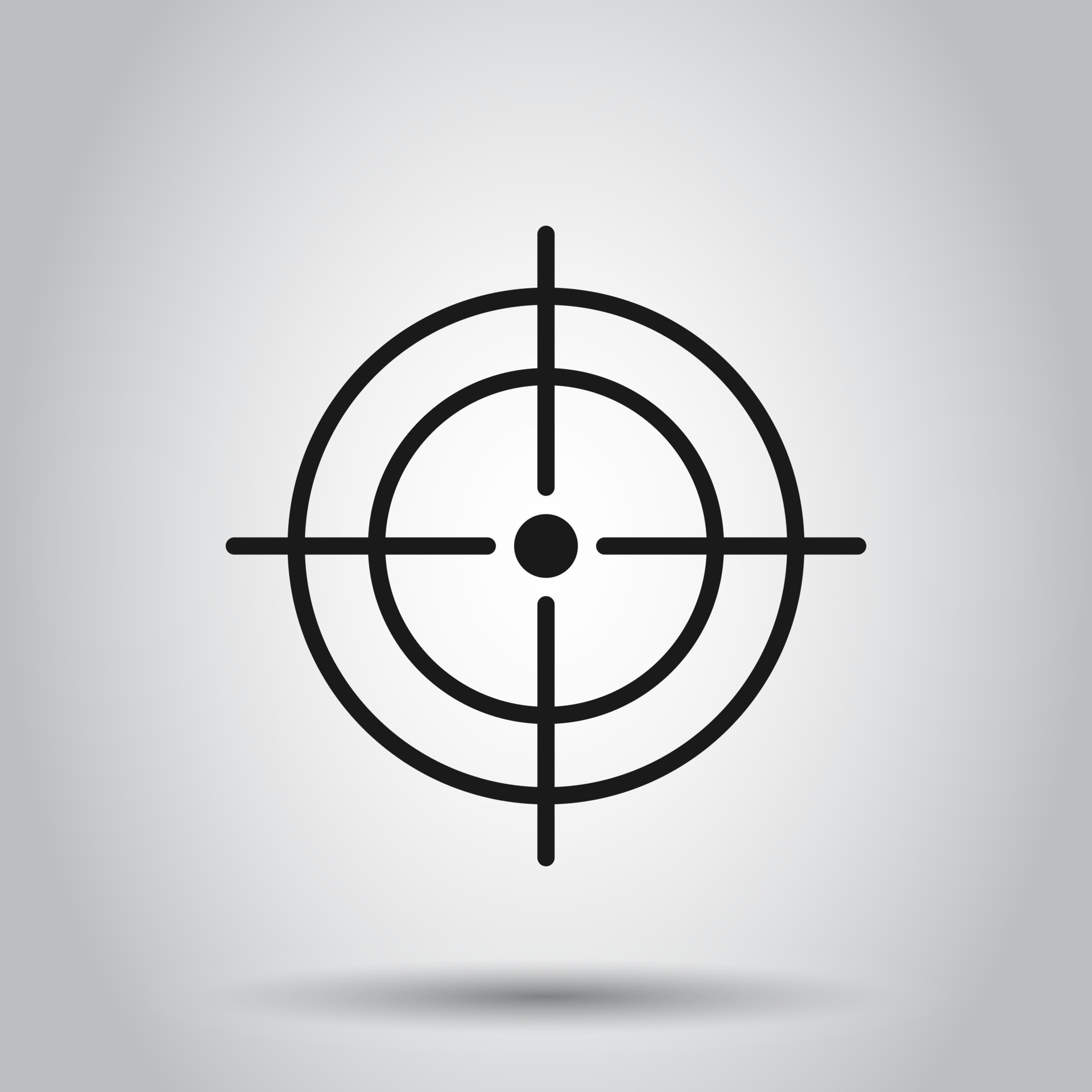 Shooting target vector icon in flat style. Aim sniper symbol illustration on isolated background