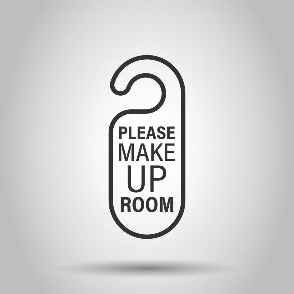 Make up room hotel sign icon in flat style. Inn vector illustration on white isolated background. Hostel clean business concept.