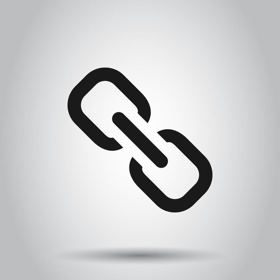 Chain sign icon in flat style. Link vector illustration on isolated background. Hyperlink business concept.