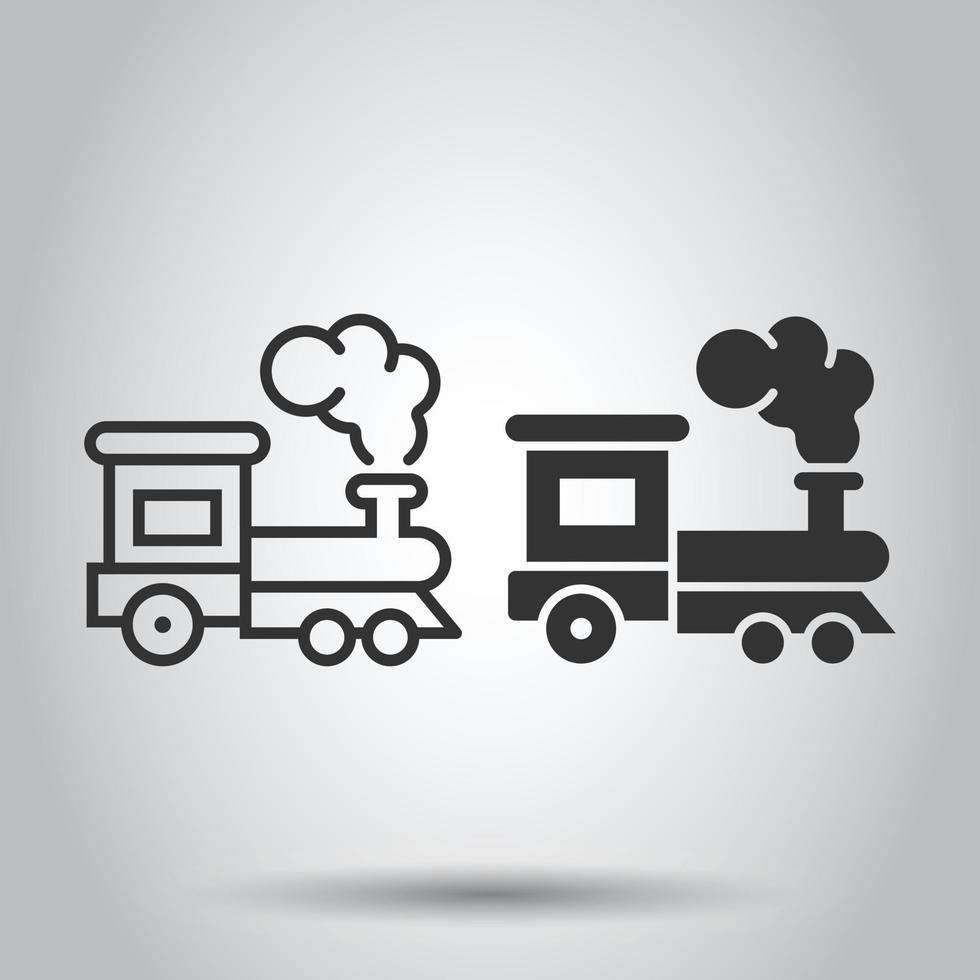 Metro icon in flat style. Train subway vector illustration on white isolated background. Railroad cargo business concept.