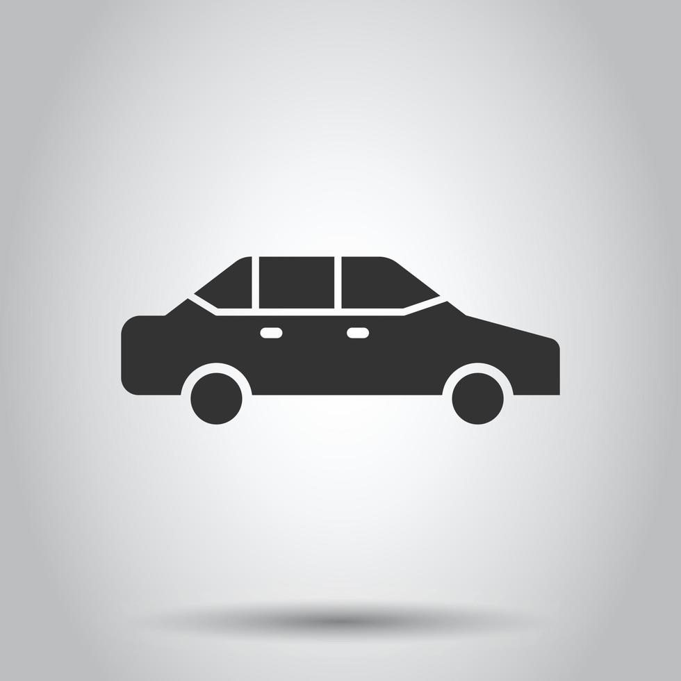 Car icon in flat style. Automobile vehicle vector illustration on white isolated background. Sedan business concept.