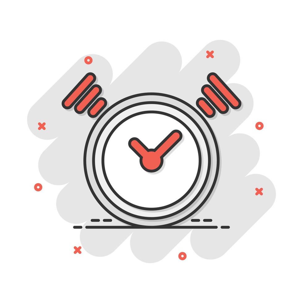 icono de temporizador de reloj de dibujos animados de vector en estilo cómico. pictograma de ilustración del concepto de alarma de tiempo. concepto de efecto de salpicadura de negocio de reloj cronómetro.