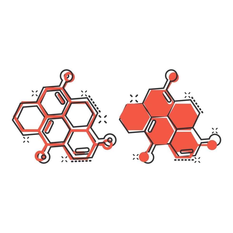 icono de la ciencia en estilo cómico. ilustración vectorial de dibujos animados de células de adn sobre fondo blanco aislado. concepto de negocio de efecto de salpicadura de evolución de molécula. vector