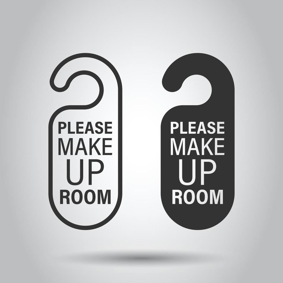 Make up room hotel sign icon in flat style. Inn vector illustration on white isolated background. Hostel clean business concept.