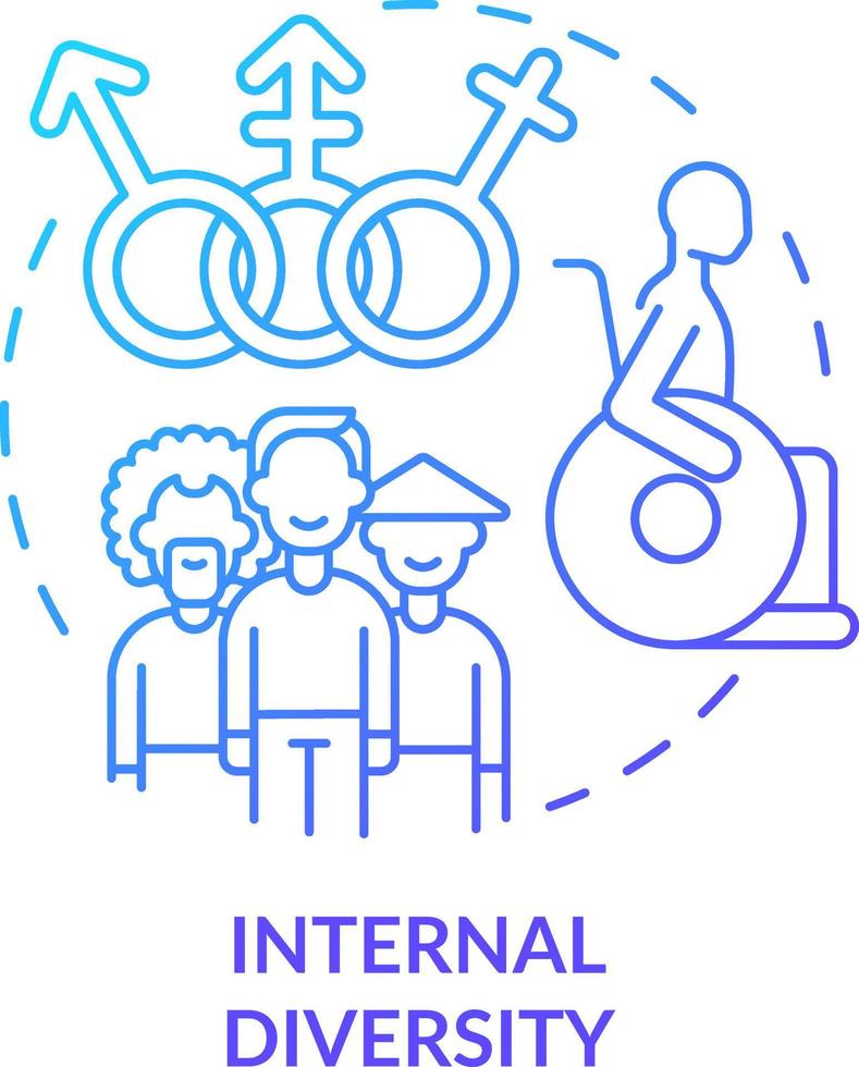Internal diversity blue gradient concept icon. Workplace diversity category abstract idea thin line illustration. Individual background. Isolated outline drawing vector