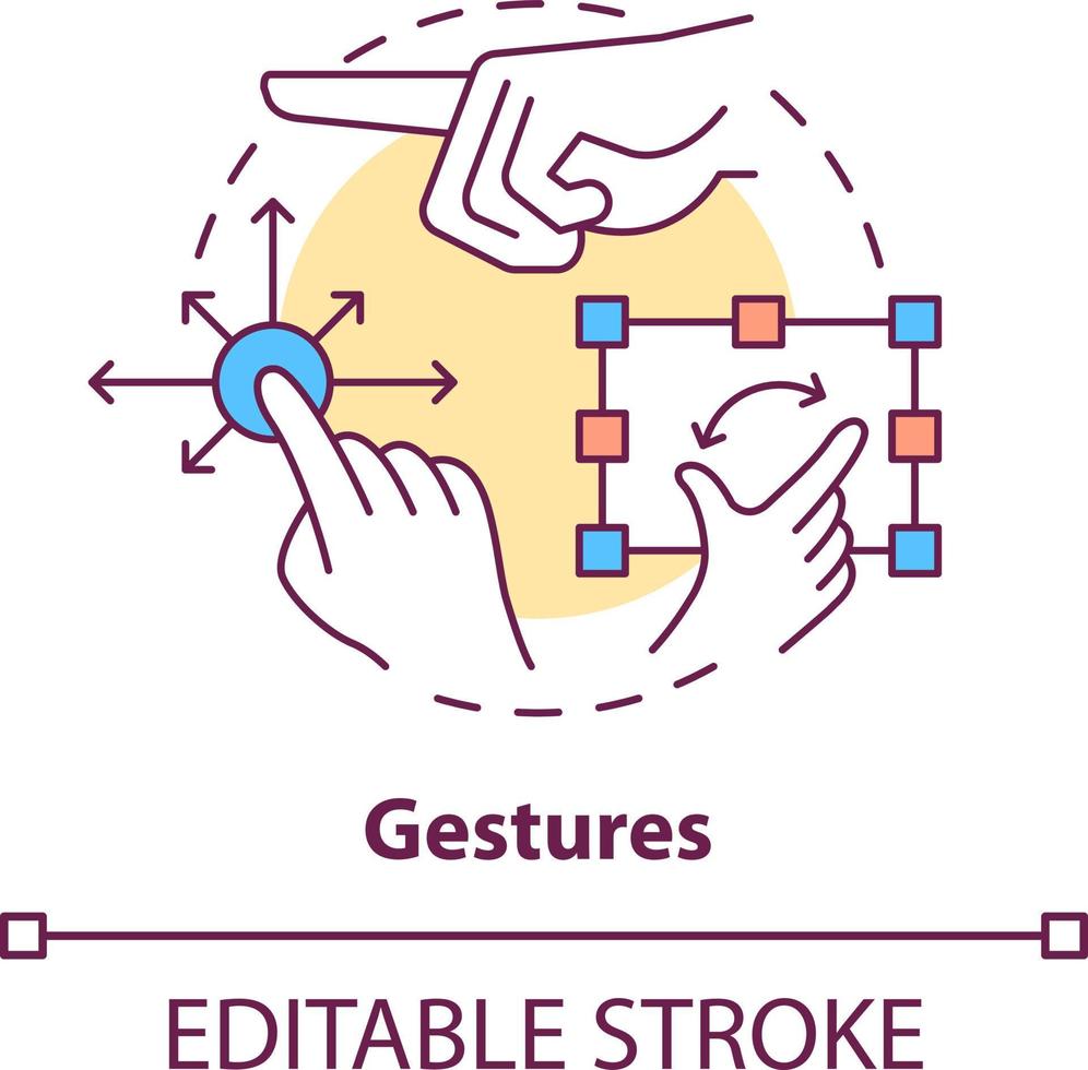 Gestures concept icon. Behavioral measurement abstract idea thin line illustration. Hand movements recognition. Isolated outline drawing. Editable stroke vector