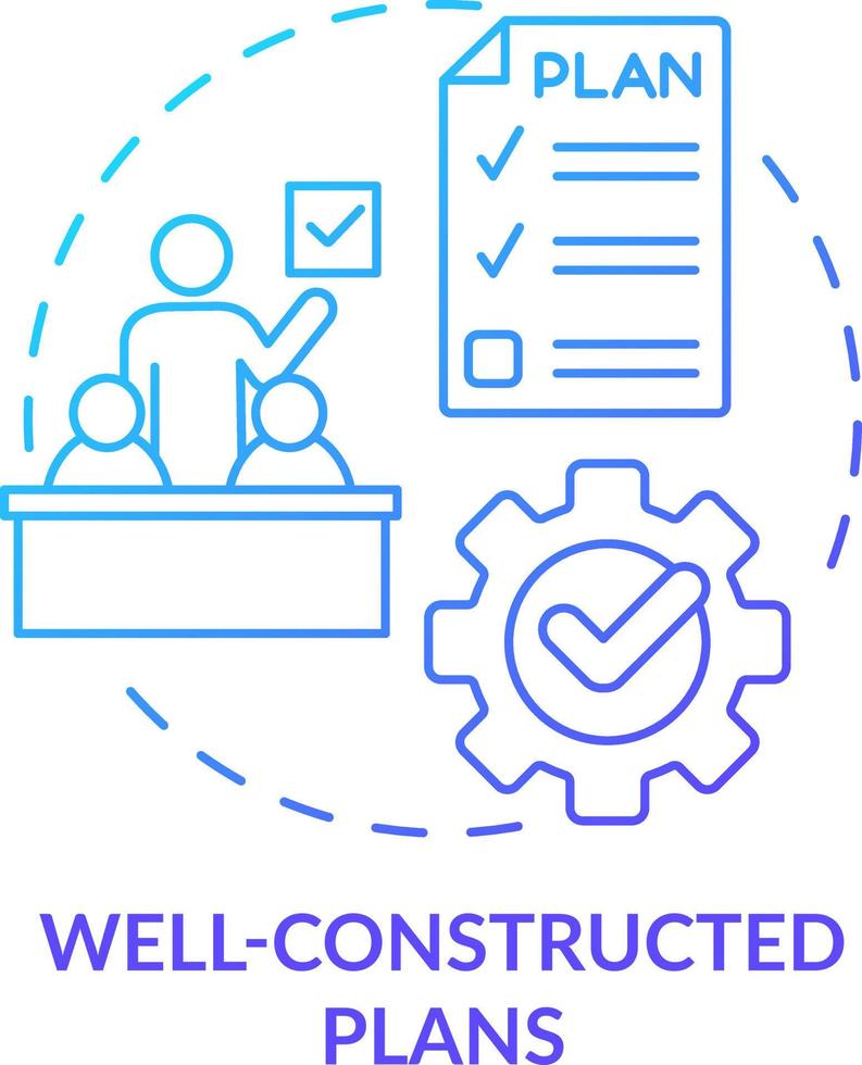 Well-constructed plans blue gradient concept icon. Value of inclusive classrooms abstract idea thin line illustration. Education classes. Isolated outline drawing vector