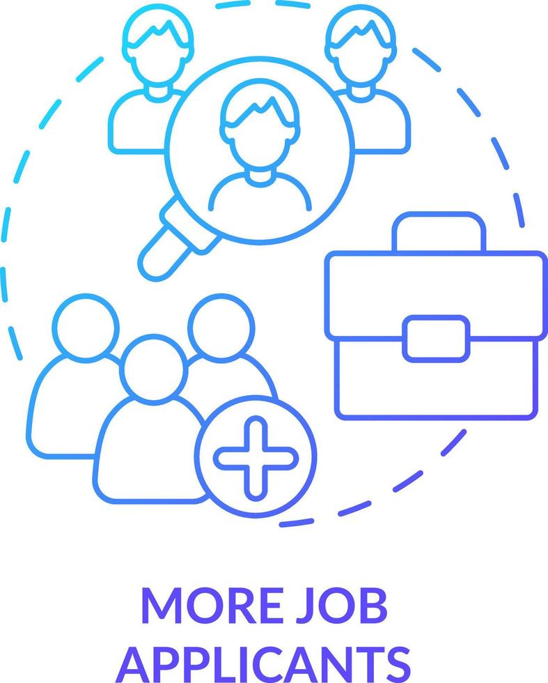 More job applicants blue gradient concept icon. Workplace diversity advantage abstract idea thin line illustration. Candidate engagement. Isolated outline drawing vector