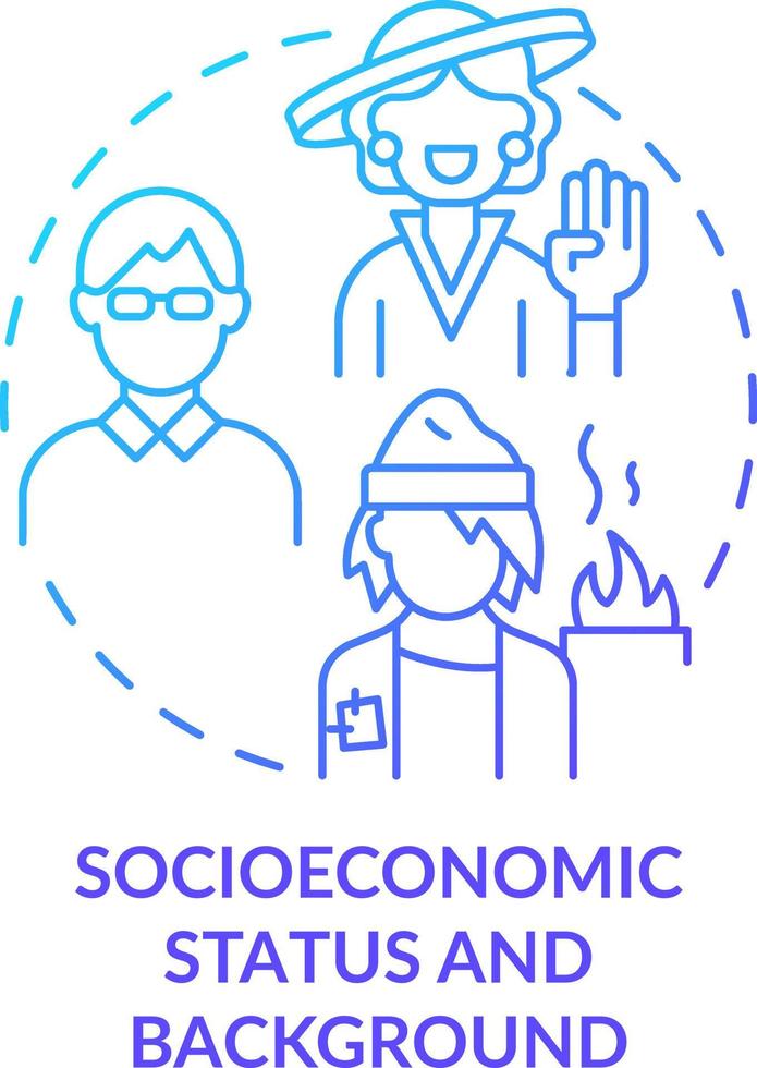 Socioeconomic status and background blue gradient concept icon. Type of diversity abstract idea thin line illustration. Social standing. Isolated outline drawing vector