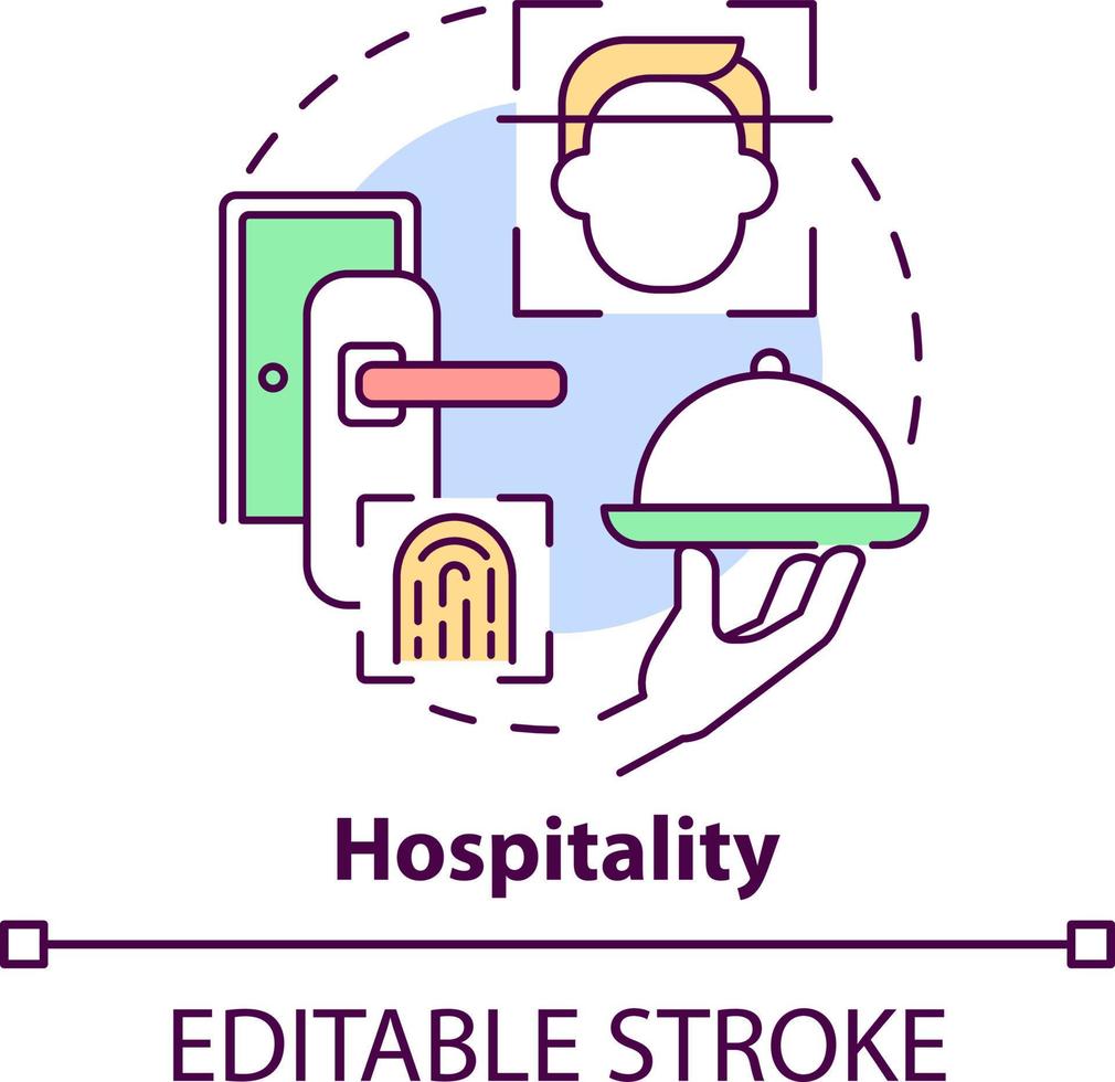 Hospitality concept icon. Biometric technology usage abstract idea thin line illustration. Technological advancements. Isolated outline drawing. Editable stroke vector