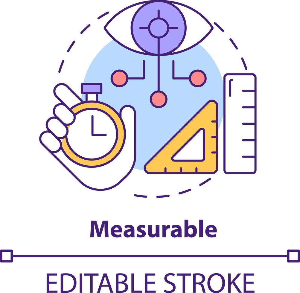 Measurable concept icon. Biometric data benefit abstract idea thin line illustration. Measuring individual features. Isolated outline drawing. Editable stroke vector