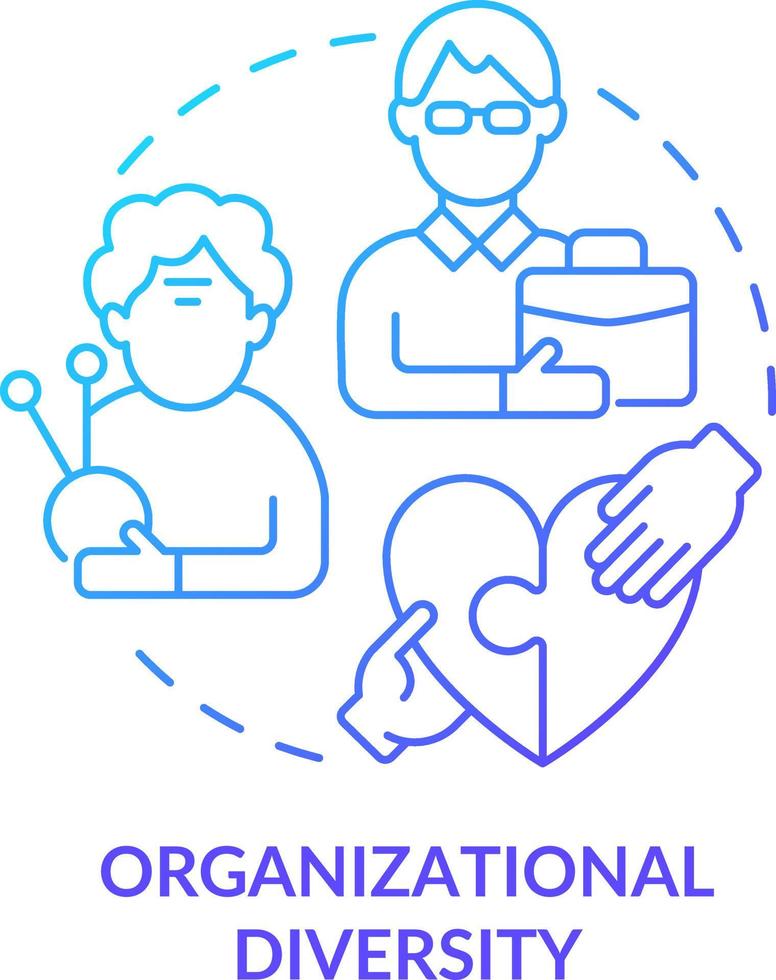 Organizational diversity blue gradient concept icon. Workplace diversity category abstract idea thin line illustration. Functionality. Isolated outline drawing vector