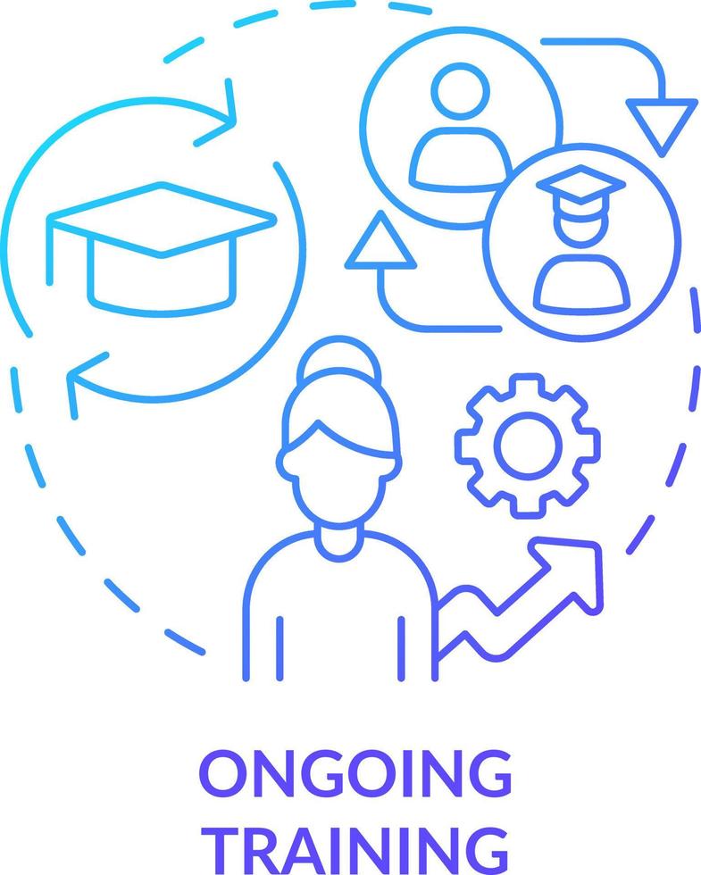 Ongoing training blue gradient concept icon. Advantage of inclusive classrooms abstract idea thin line illustration. Staff development. Isolated outline drawing vector
