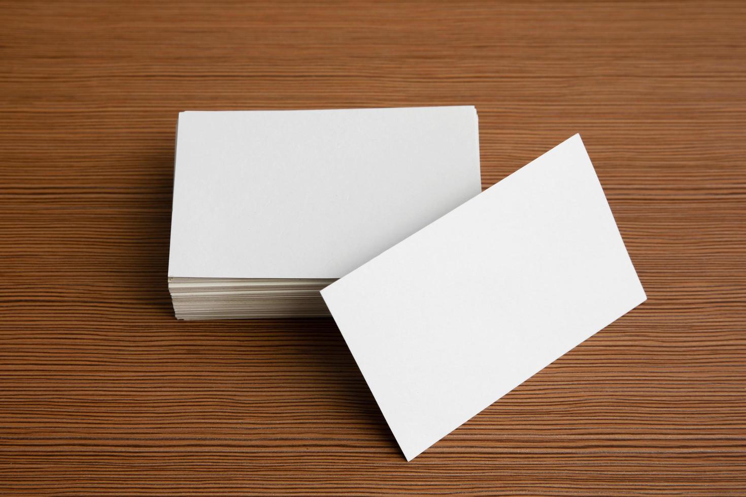 Mockup business card on table background copy space for text. photo