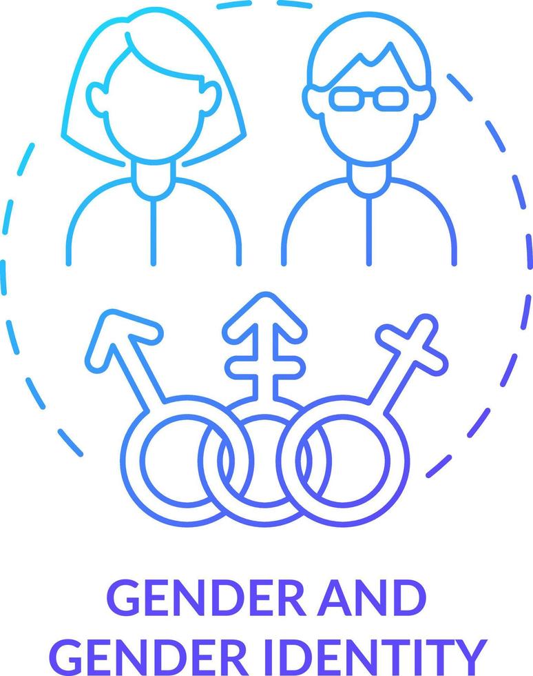 Gender and gender identity blue gradient concept icon. Diversity type abstract idea thin line illustration. Achieving equality. Internal experience. Isolated outline drawing vector