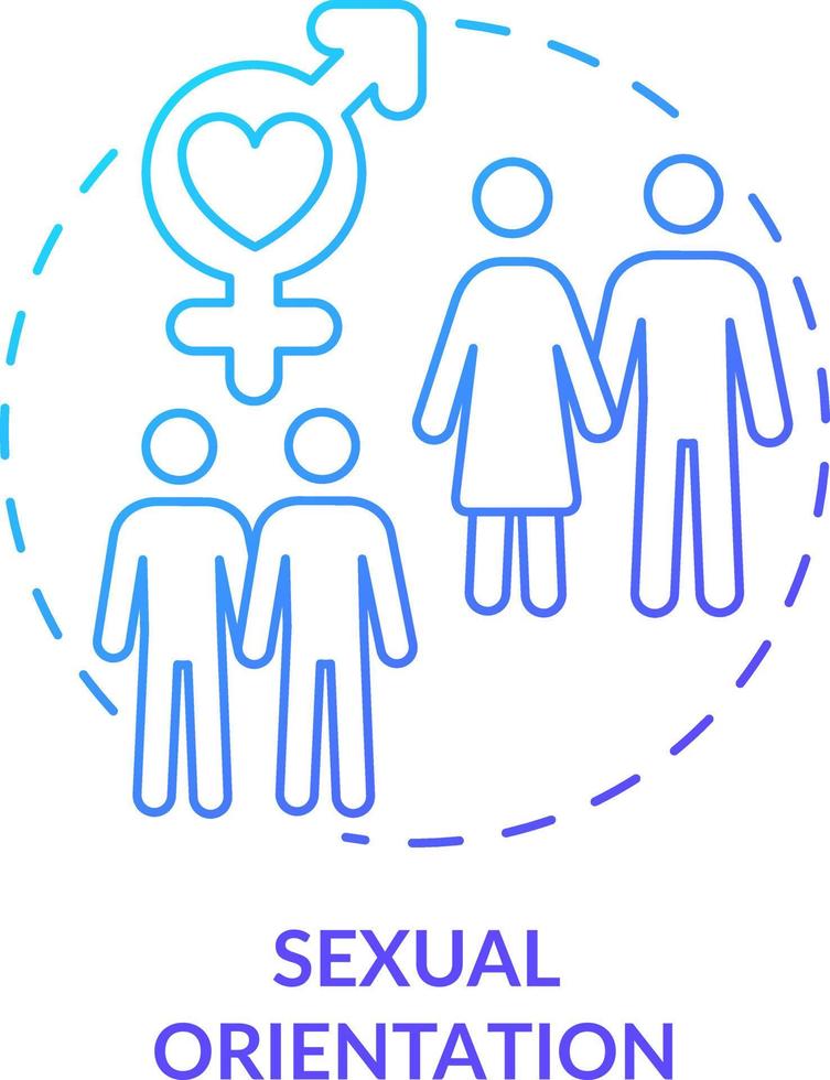 Sexual orientation blue gradient concept icon. Diversity type abstract idea thin line illustration. Lesbian, gay and bisexual identity. Isolated outline drawing vector