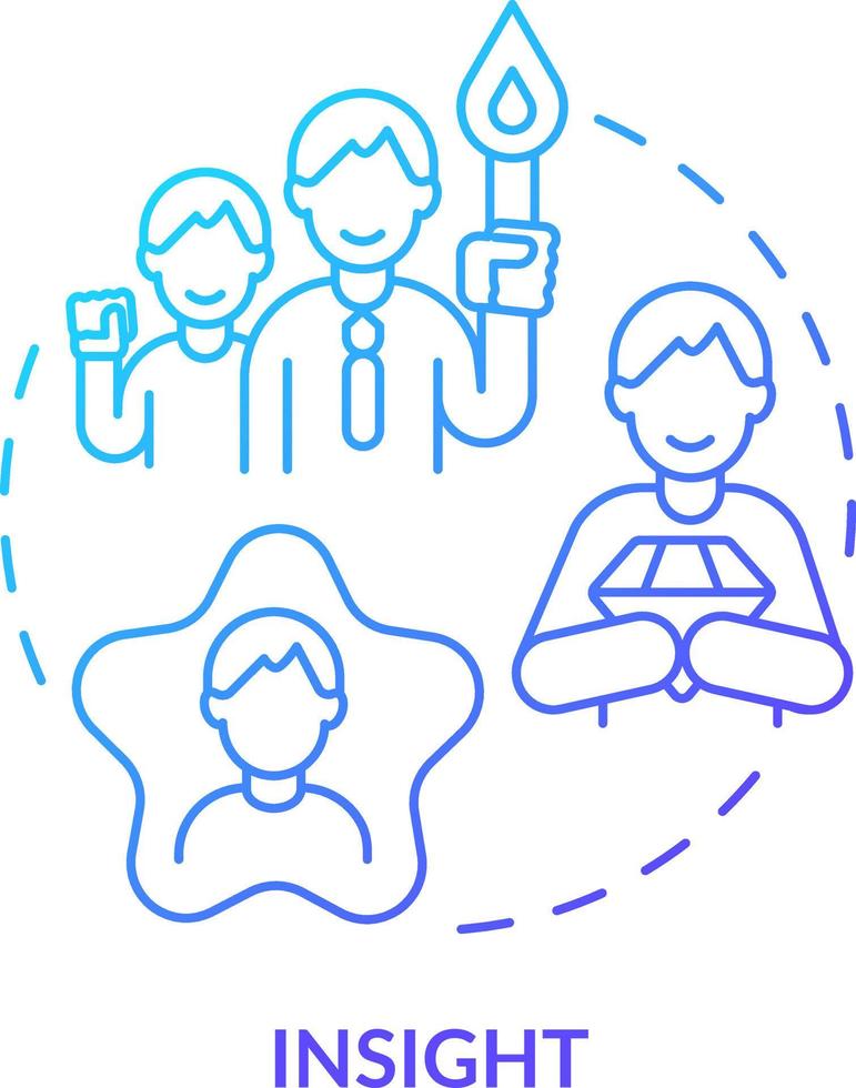 Insight blue gradient concept icon. Attribute of inclusive leadership abstract idea thin line illustration. Perspectives and experience. Isolated outline drawing vector