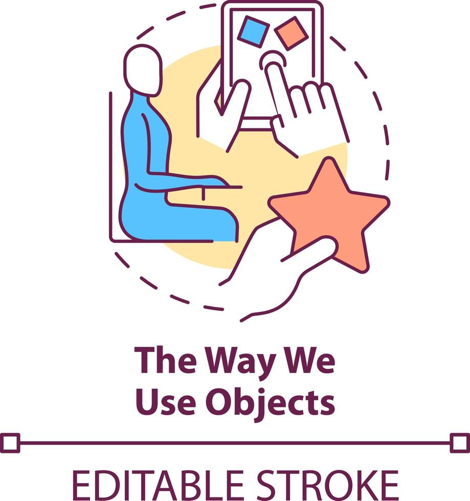 The way we use objects concept icon. Behavioral measurement abstract idea thin line illustration. Analyze actions, manners. Isolated outline drawing. Editable stroke vector