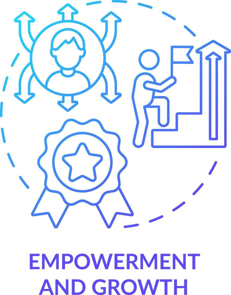 Empowerment and growth blue gradient concept icon. Trait of inclusive leaders abstract idea thin line illustration. Diversity training. Isolated outline drawing vector