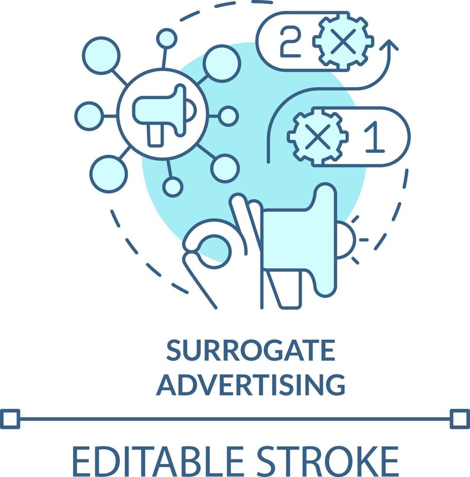 Surrogate advertising turquoise concept icon. Common marketing approach