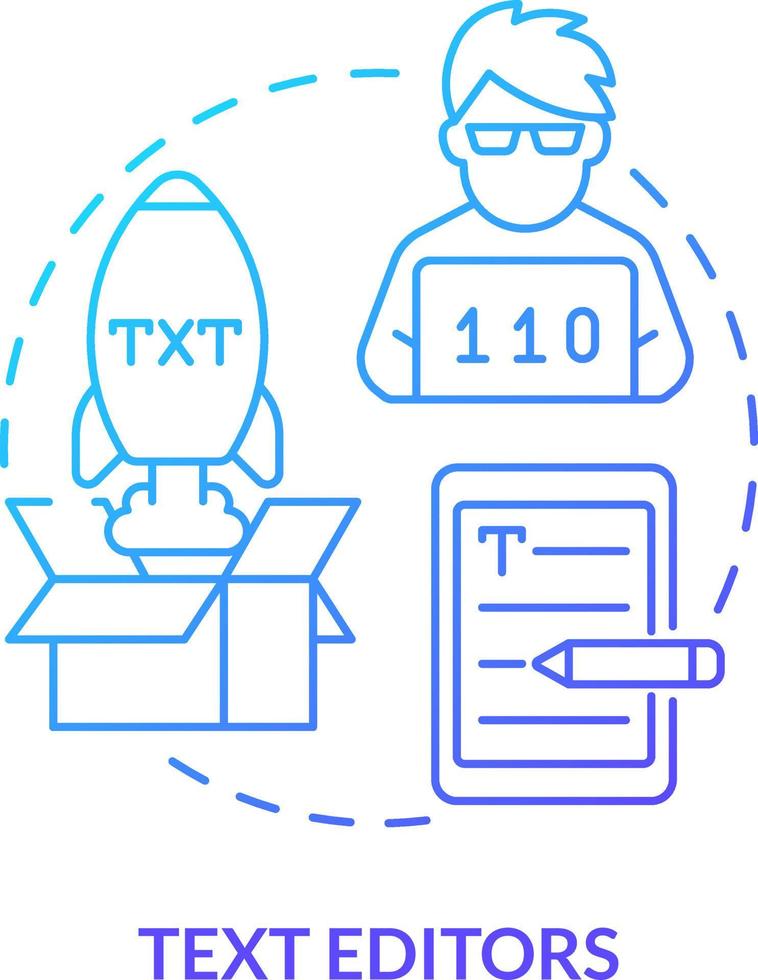 Text editors blue gradient concept icon. Code writing and editing ...