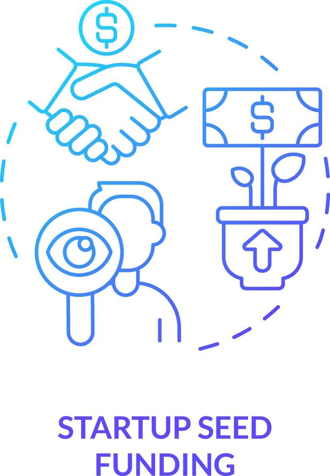 Startup seed funding blue gradient concept icon. Small business program abstract idea thin line illustration. Personal income growth. Isolated outline drawing vector