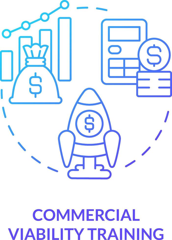 Commercial viability training blue gradient concept icon. Startup funding source abstract idea thin line illustration. Sustain profit. Isolated outline drawing vector