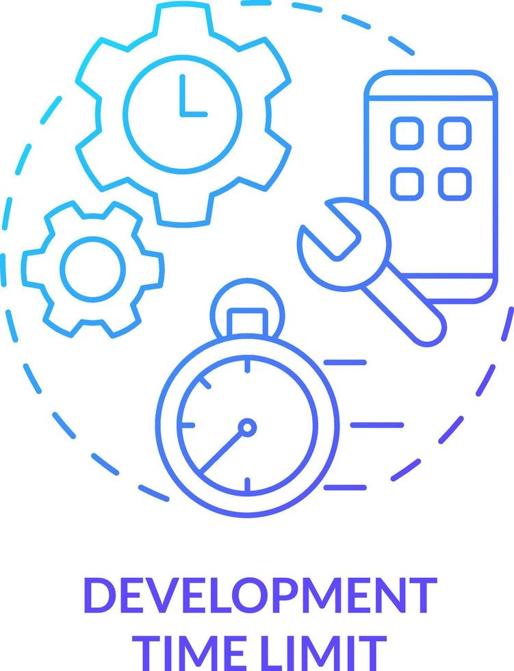 Development time limit blue gradient concept icon. Building program. Programing language choice criterion abstract idea thin line illustration. Isolated outline drawing vector