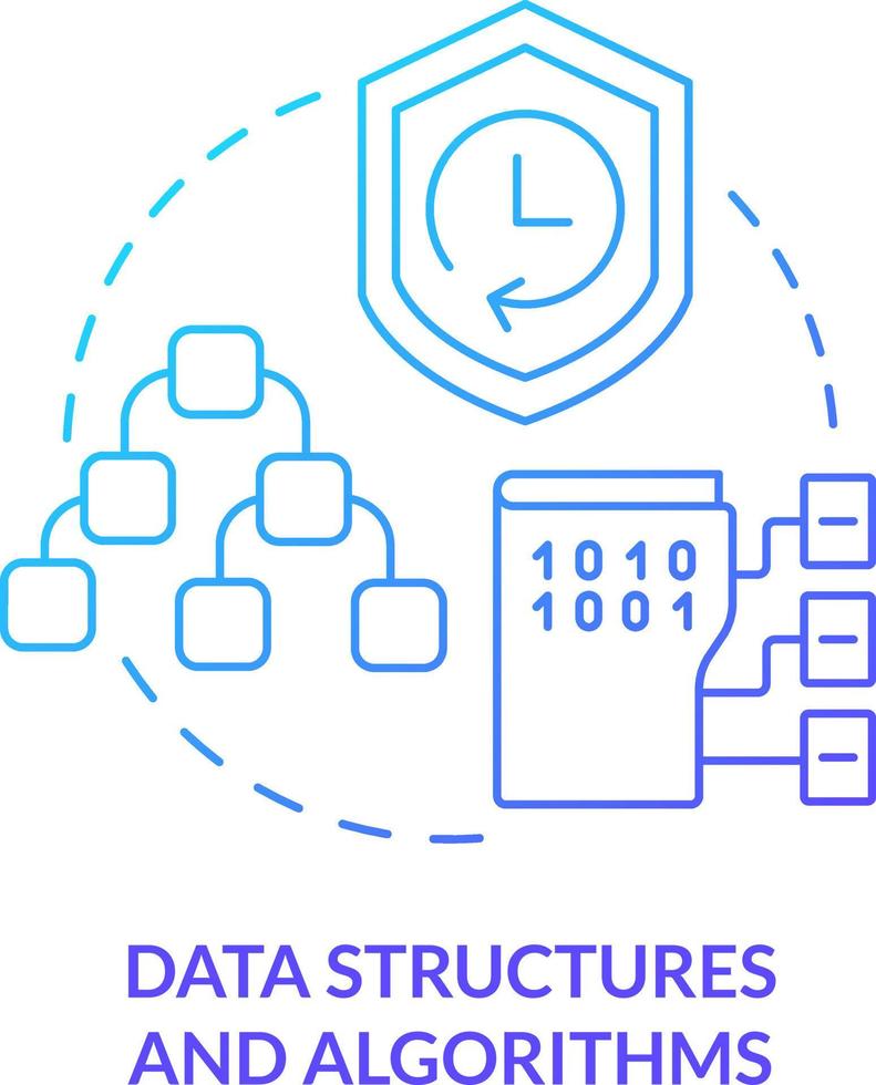 Data structures and algorithms blue gradient concept icon. Problem solving. Programming skill abstract idea thin line illustration. Isolated outline drawing vector