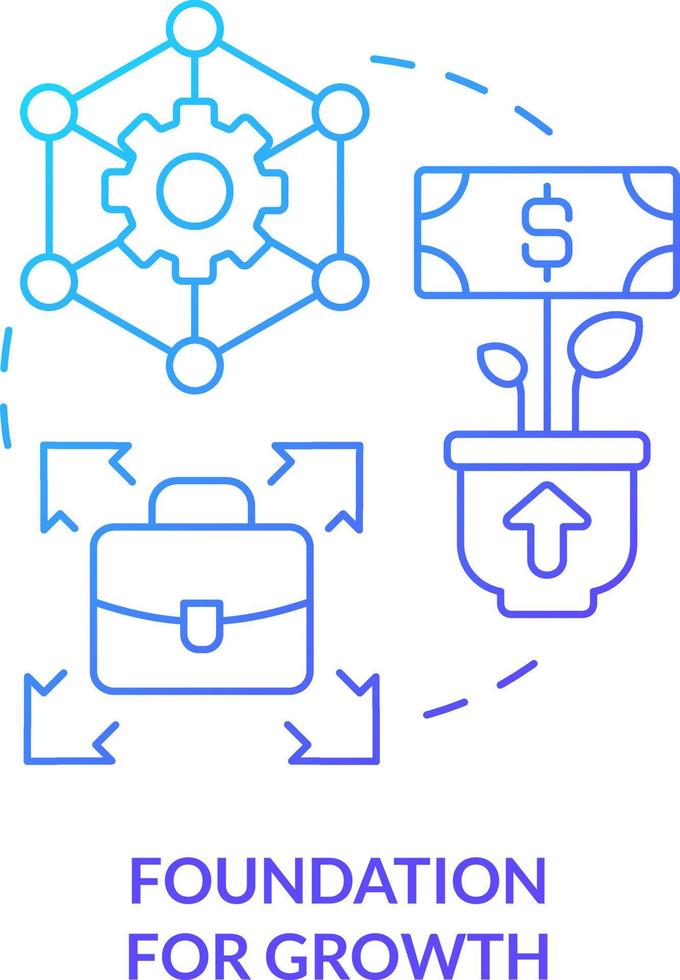Foundation for growth blue gradient concept icon. Startup needs consulting service abstract idea thin line illustration. Expand business. Isolated outline drawing vector