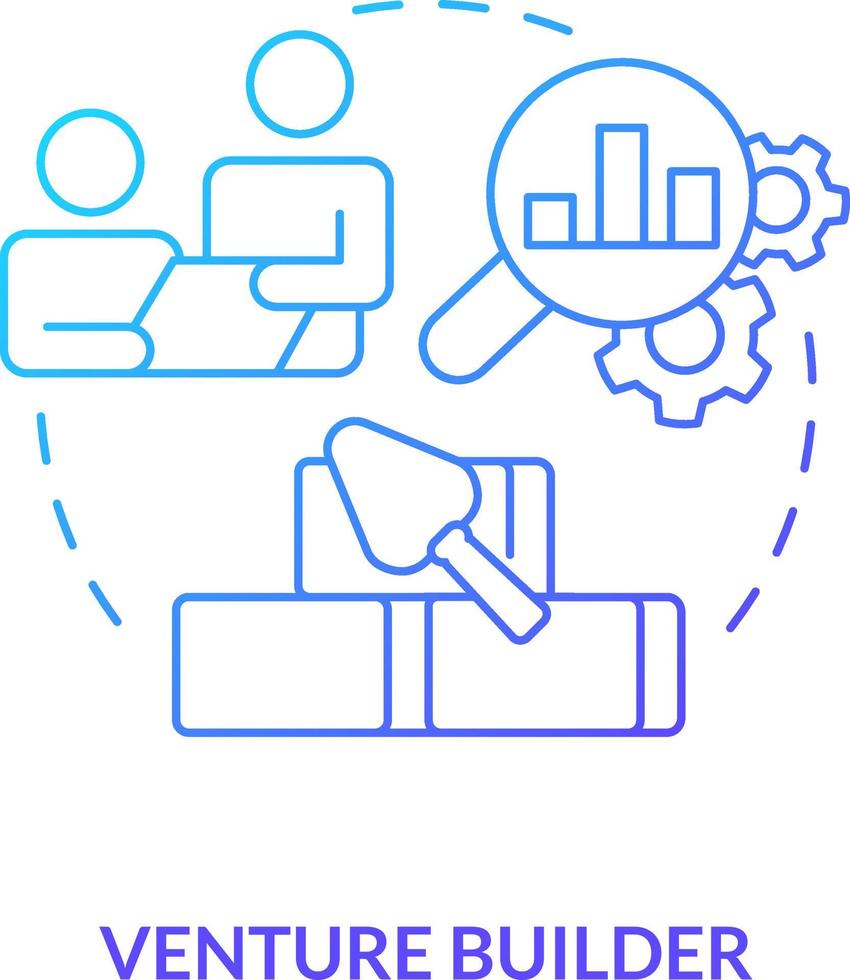 Venture builder blue gradient concept icon. Startup support type abstract idea thin line illustration. Building business with resources. Isolated outline drawing vector