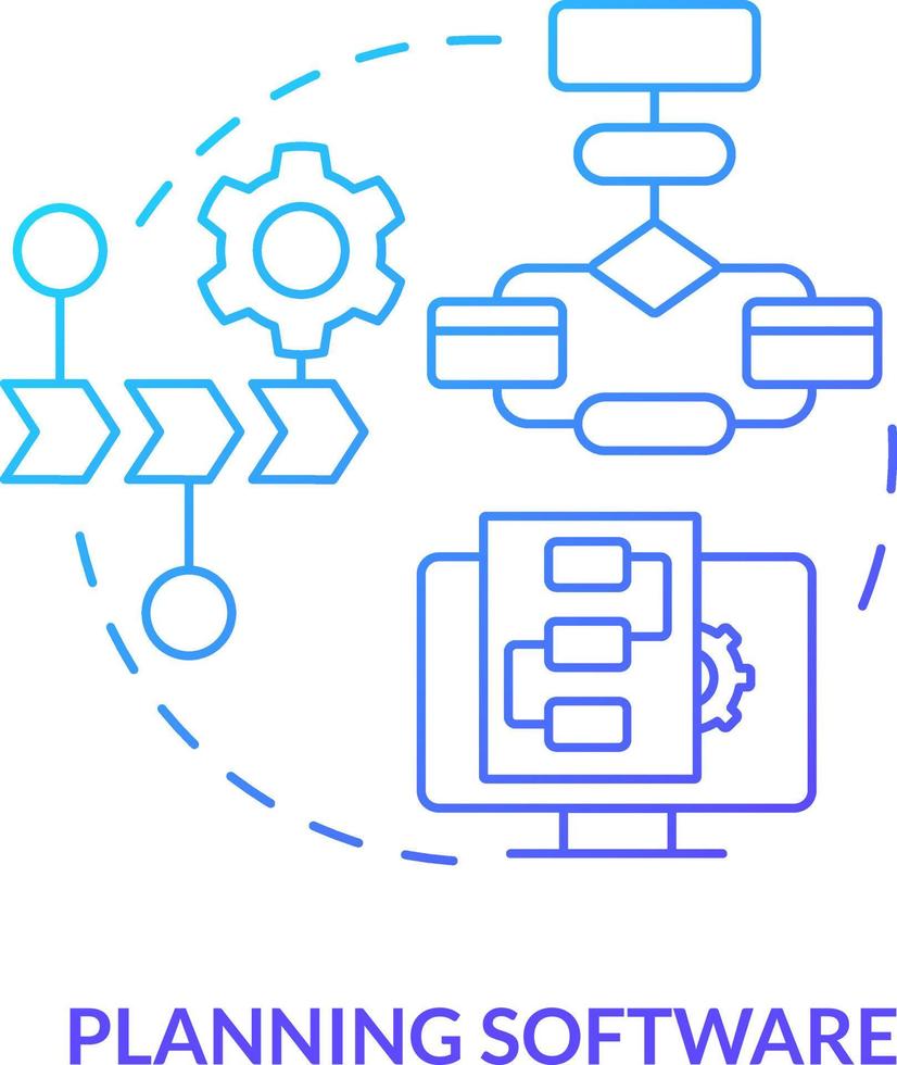 Planning software blue gradient concept icon. Use models for new project. Programming skill abstract idea thin line illustration. Isolated outline drawing vector