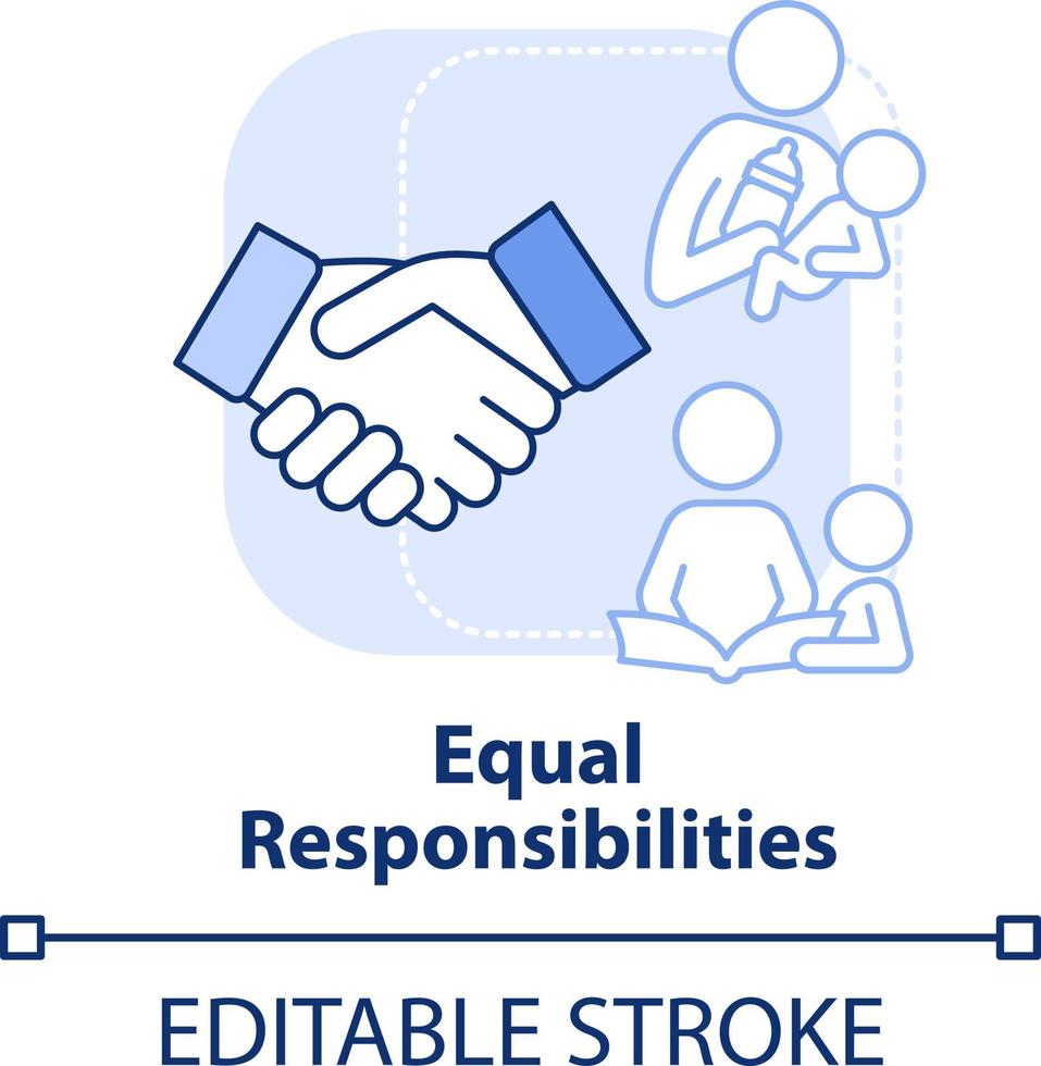 Equal responsibilities light blue concept icon. Benefit of same-sex parenting abstract idea thin line illustration. Isolated outline drawing. Editable stroke vector