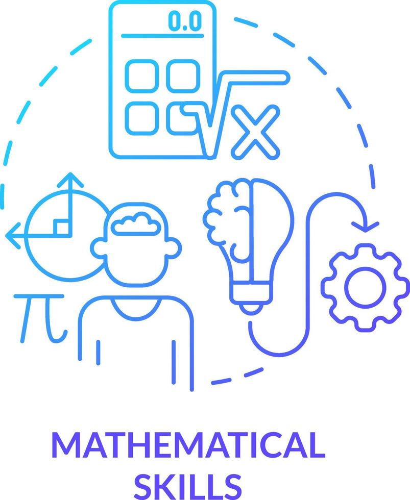 Mathematical skills blue gradient concept icon. Algebra and arithmetic. Programming skills abstract idea thin line illustration. Isolated outline drawing vector