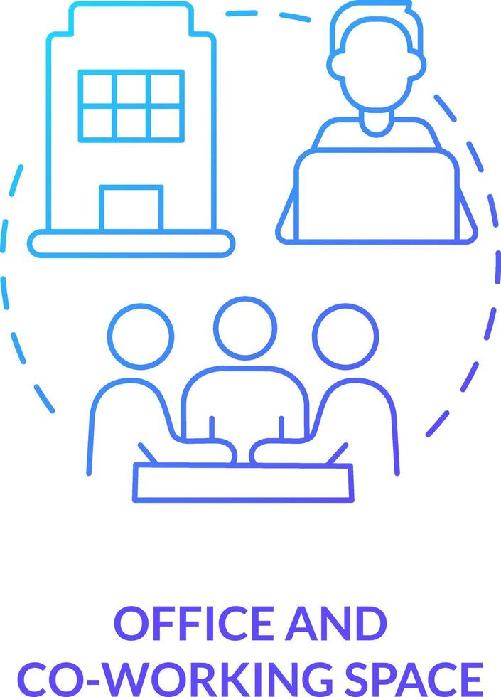 Office and co-working space blue gradient concept icon. Startup program abstract idea thin line illustration. Effective collaboration. Isolated outline drawing vector