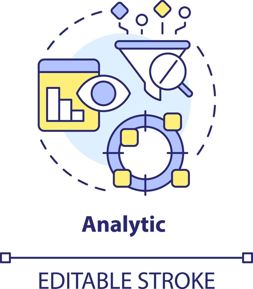 Analytic concept icon. Previous data study. Profitability model for forecasting abstract idea thin line illustration. Isolated outline drawing. Editable stroke vector