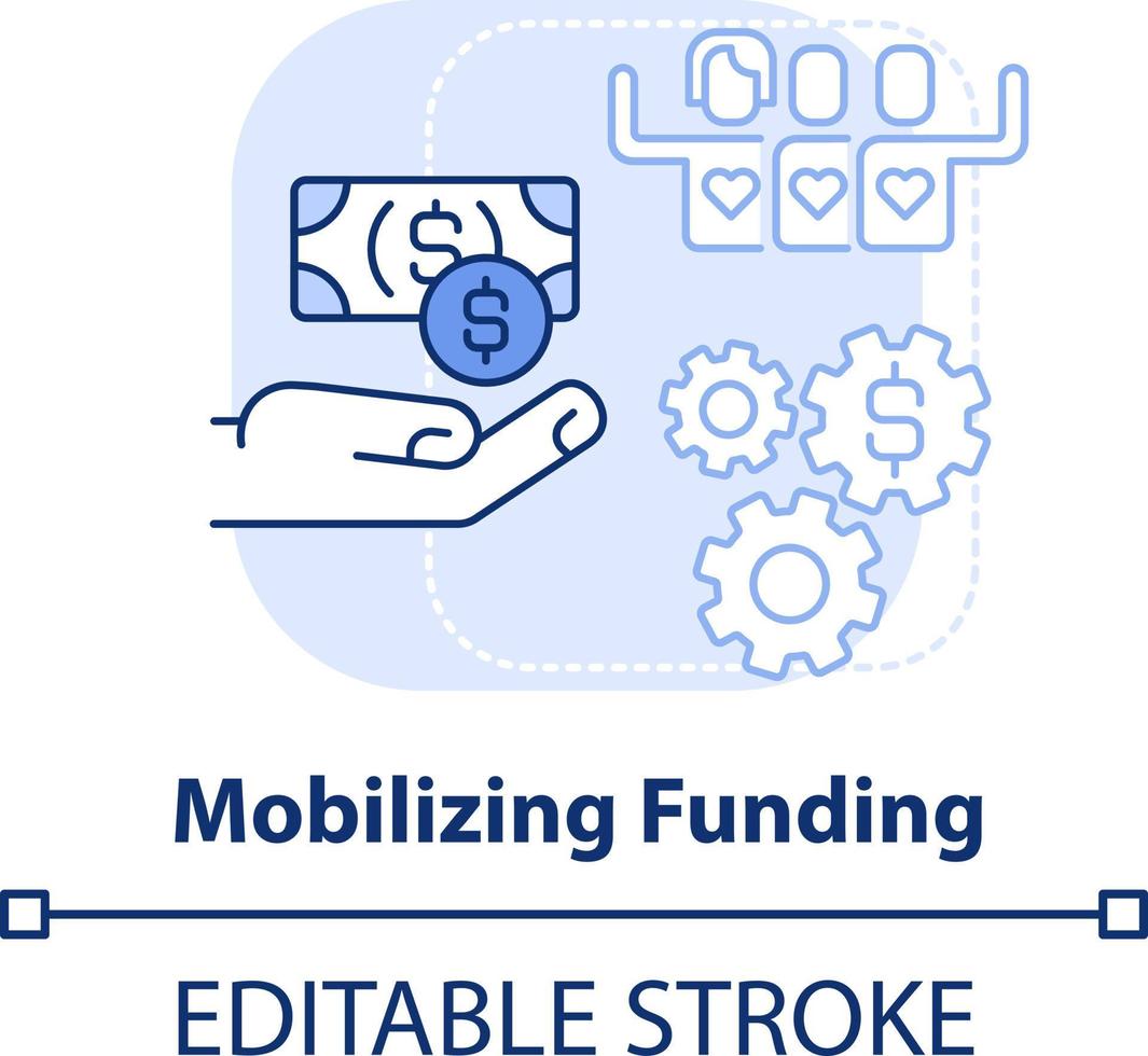 Mobilizing funding light blue concept icon. Financing LGBT community. State support abstract idea thin line illustration. Isolated outline drawing. Editable stroke vector