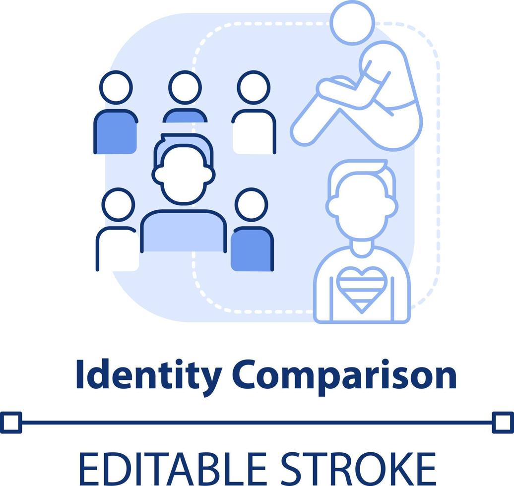 Identity comparison light blue concept icon. Accept possibility. Stage of coming out abstract idea thin line illustration. Isolated outline drawing. Editable stroke vector