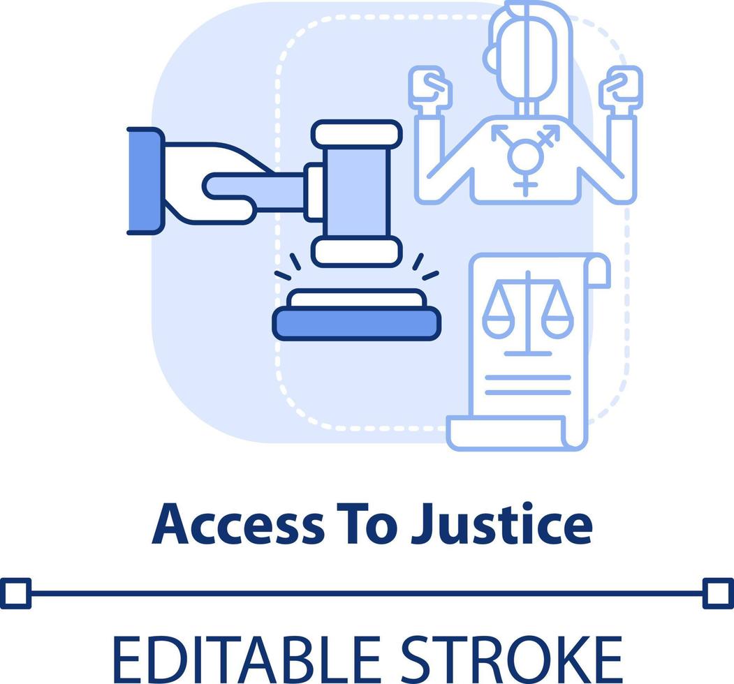 Access to justice light blue concept icon. Equal protection under law. LGBT program abstract idea thin line illustration. Isolated outline drawing. Editable stroke vector