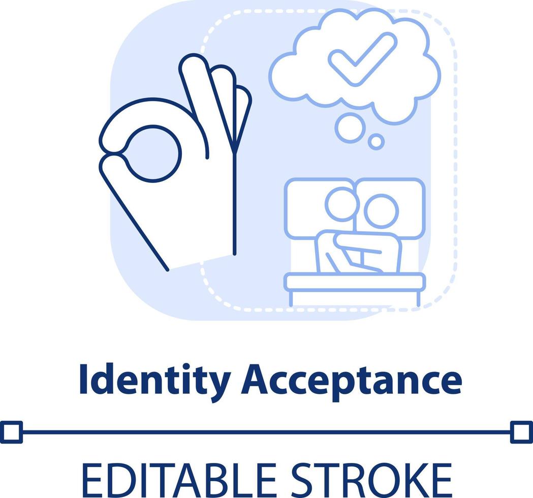 Identity acceptance light blue concept icon. Sexual orientation. Stage of coming out abstract idea thin line illustration. Isolated outline drawing. Editable stroke vector