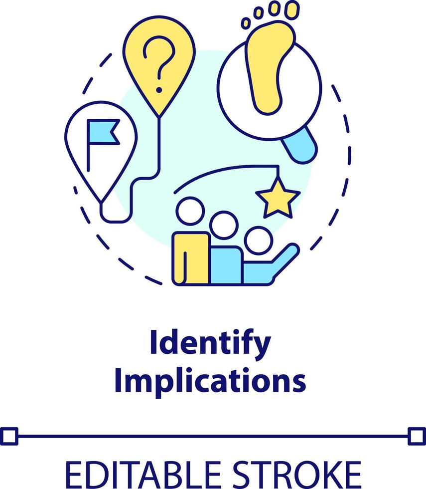 Identify implications concept icon. Impact on business. Trend evaluation abstract idea thin line illustration. Isolated outline drawing. Editable stroke vector