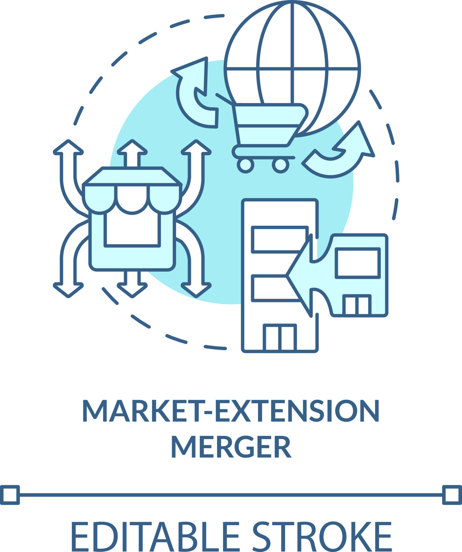 Market extension merger turquoise concept icon. Same products