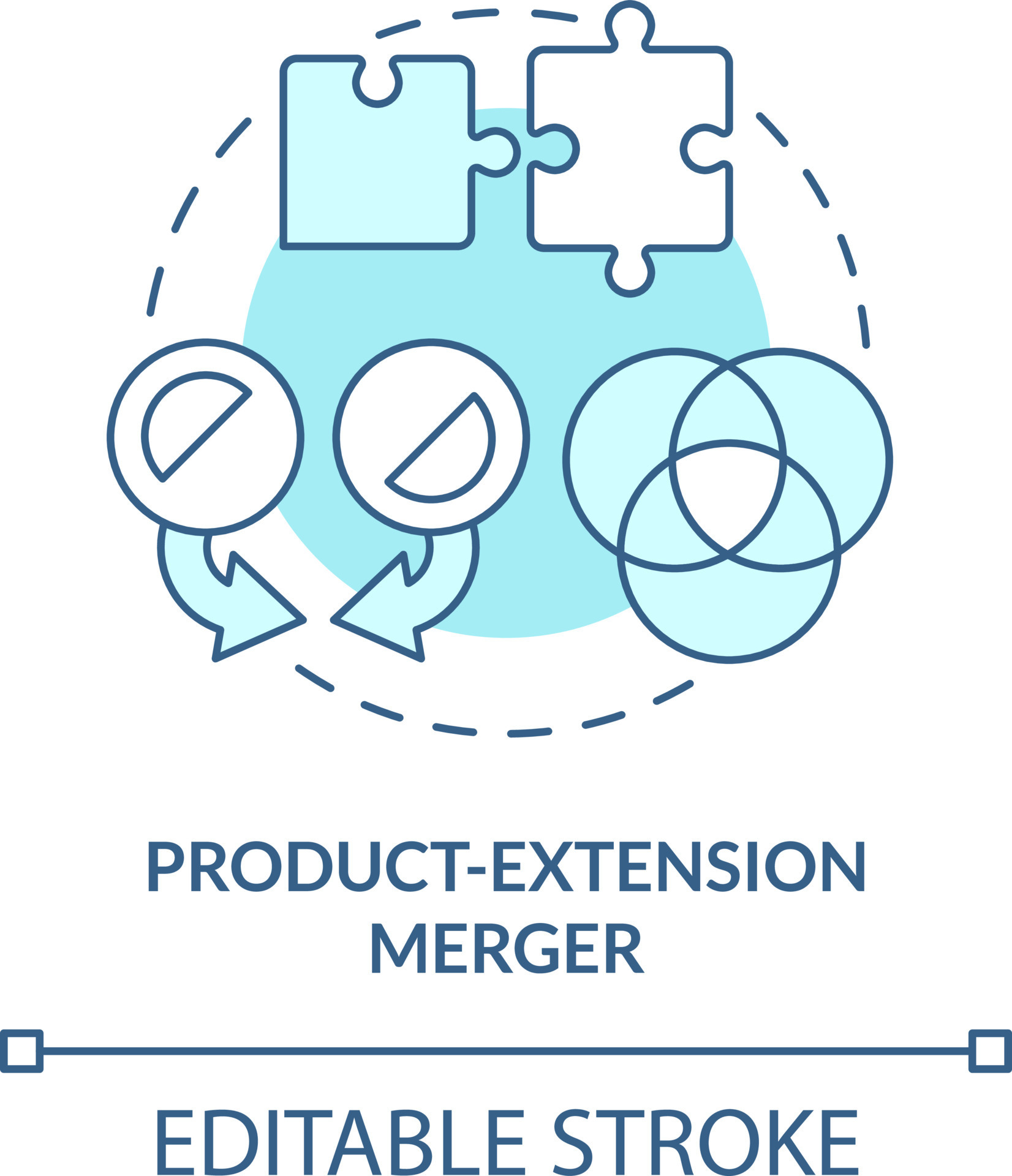 Product extension business merger turquoise concept icon. Complementary