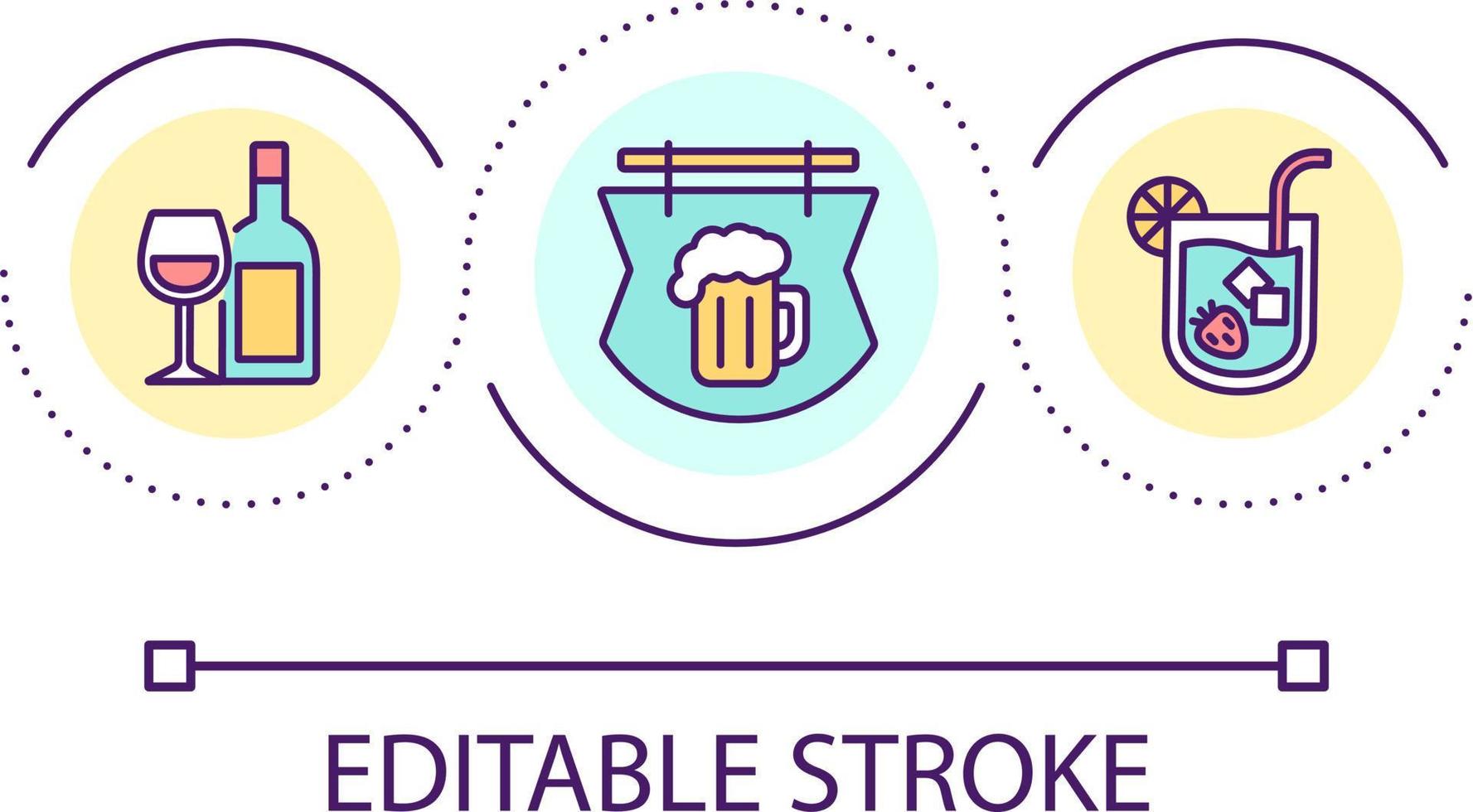 Drinking establishment loop concept icon. Bar and pub abstract idea thin line illustration. Serving alcoholic beverages. Tasting wine. Isolated outline drawing. Editable stroke vector