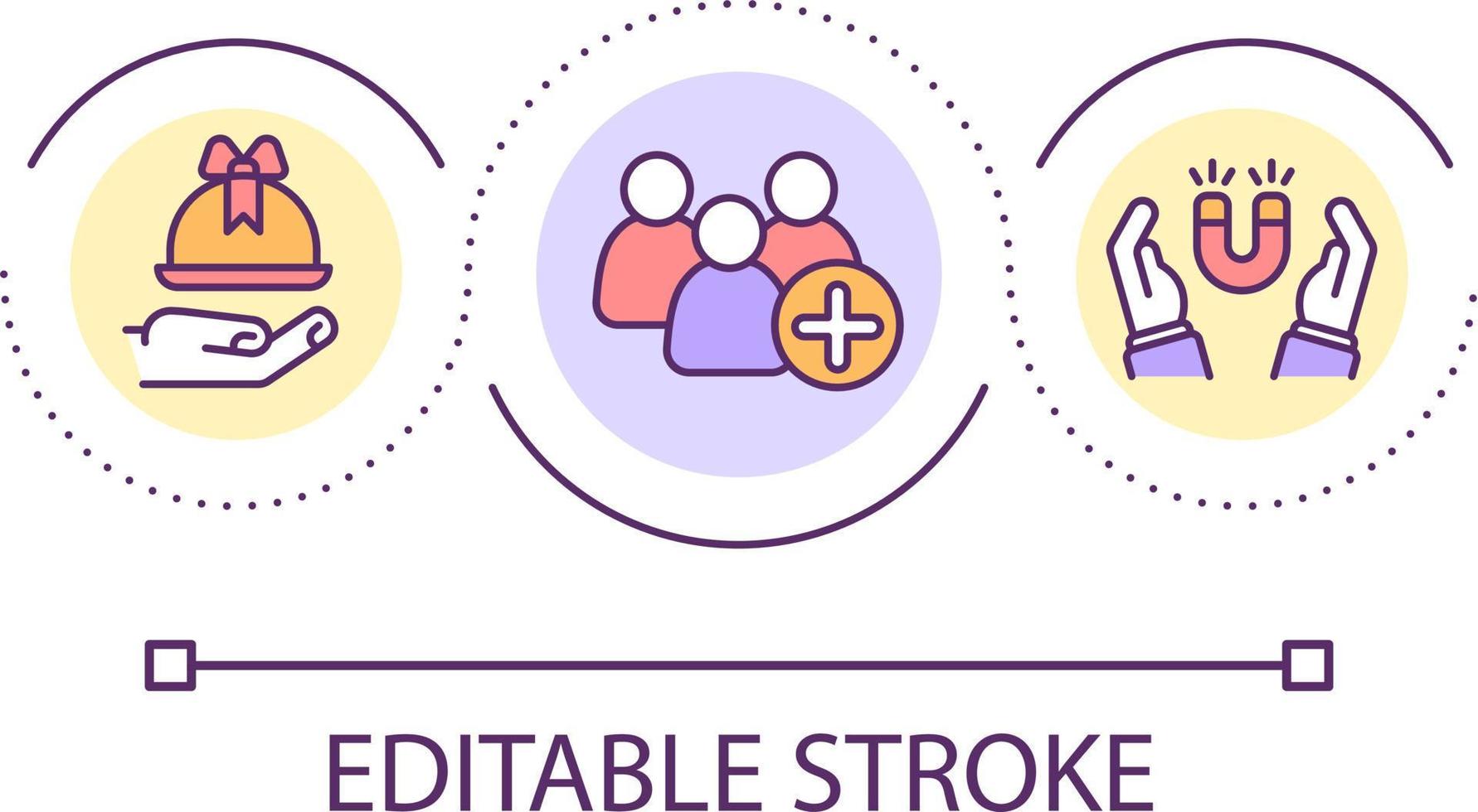 Customer loyalty program in restaurant loop concept icon. Rewarding clients with special meal abstract idea thin line illustration. Isolated outline drawing. Editable stroke vector
